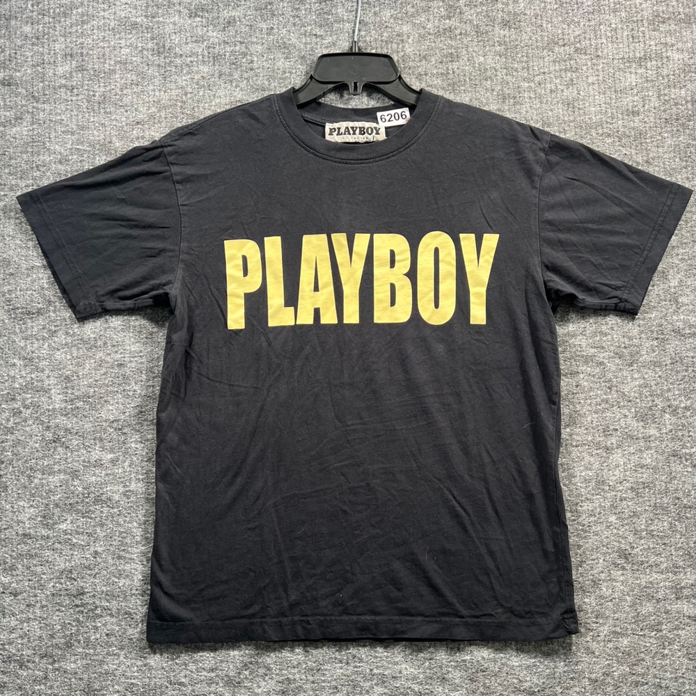 Playboy by PacSun Mens Small Black Yellow Graphic Logo T-Shirt